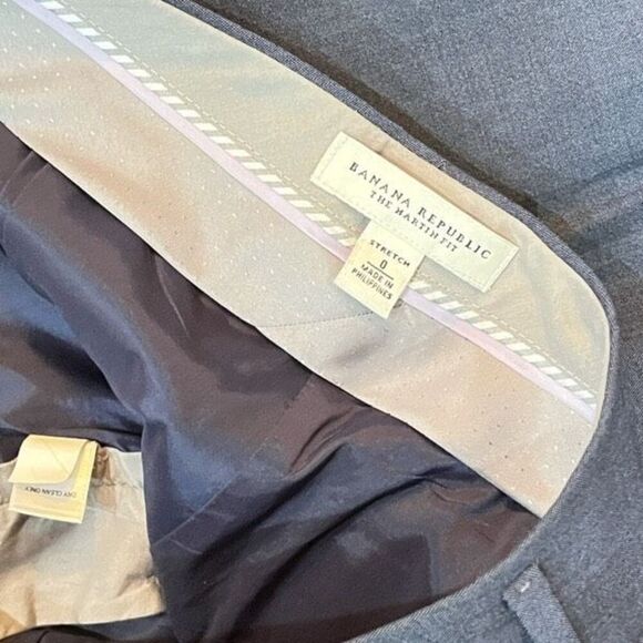 Banana Republic The Martin Fit Wool Low Rise Wide Leg Blue Dress Pants Size 0 - Picture 4 of 4